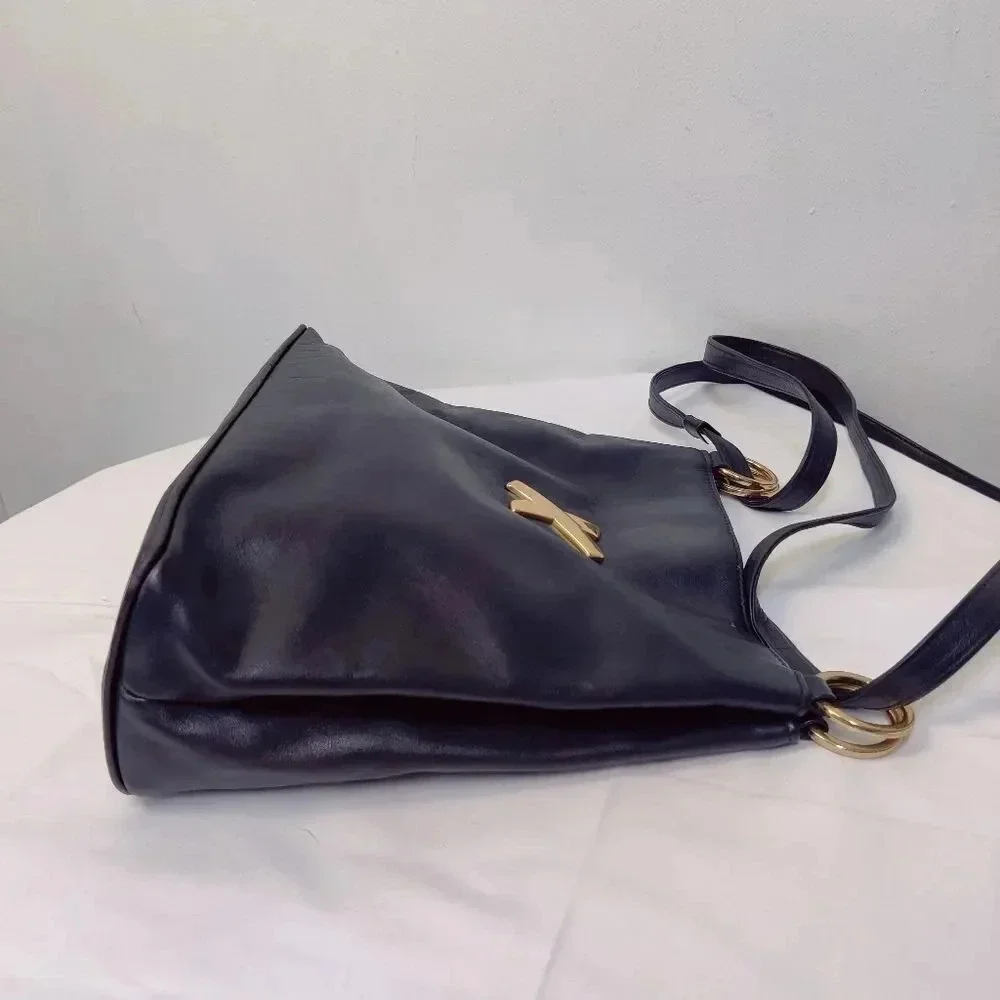 Paloma Picasso vintage black leather shoulder bag
